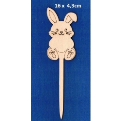 Królik Wielkanocny na patyku h-16cm, królik 7,5x4,3cm, sklejka 3mm / 2929